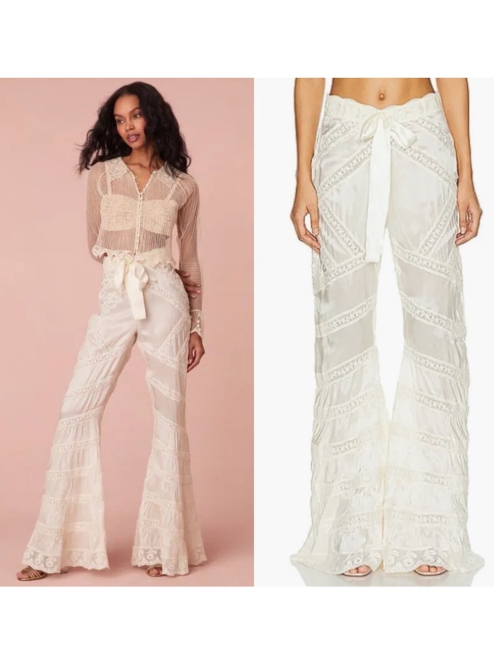Loveshackfancy Neliana ribbon lace pants / 6